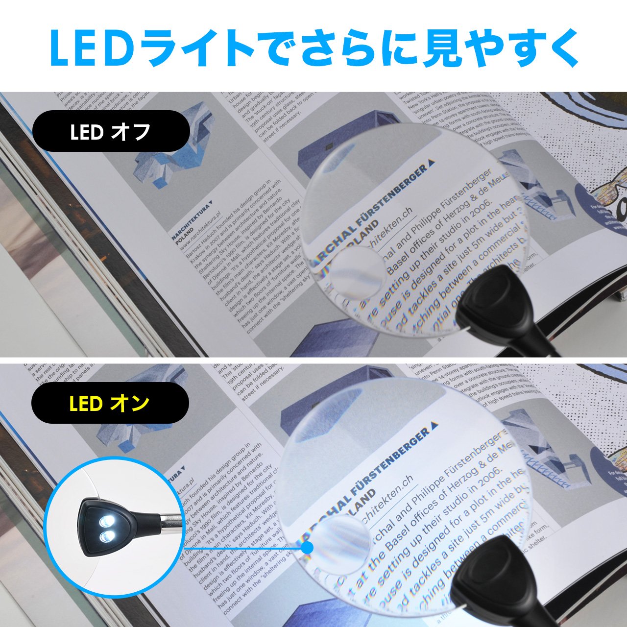 Amazon.co.jp: サンワダイレクト スタンドルーペ 拡大ルーペ 拡大鏡